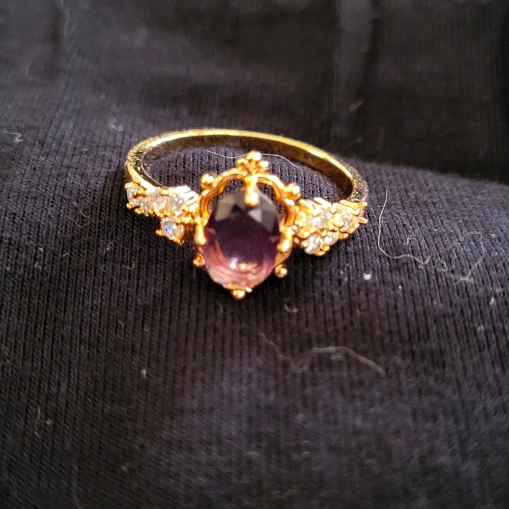 Gold and Purple Gemstone Ring